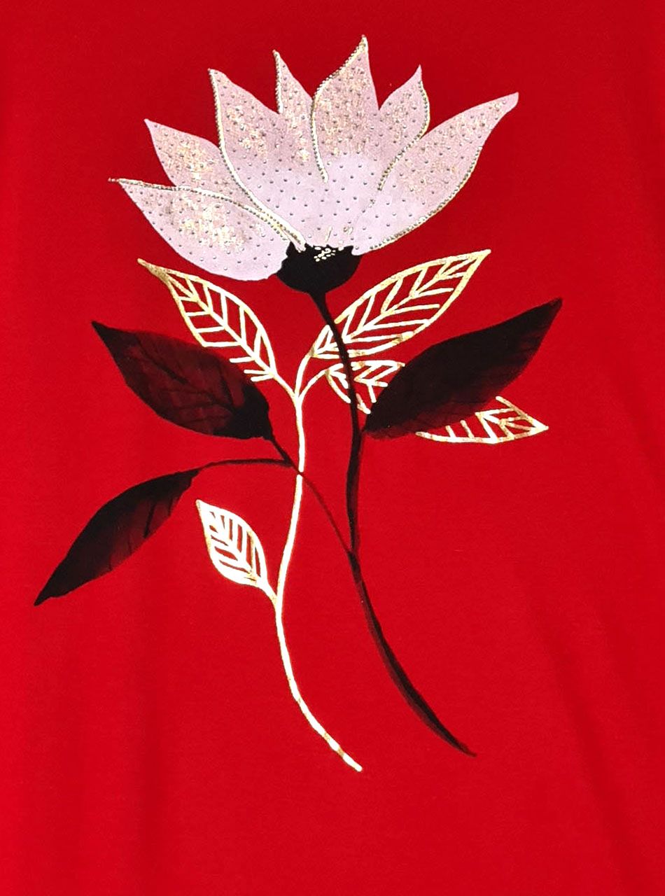 Virág mintás, zsebes tunika (piros)