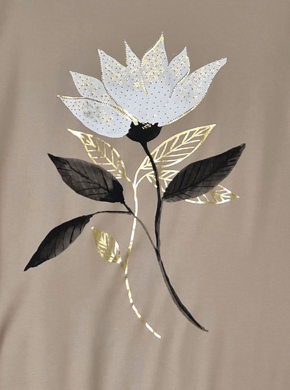 Virág mintás, zsebes tunika (tejeskávé)