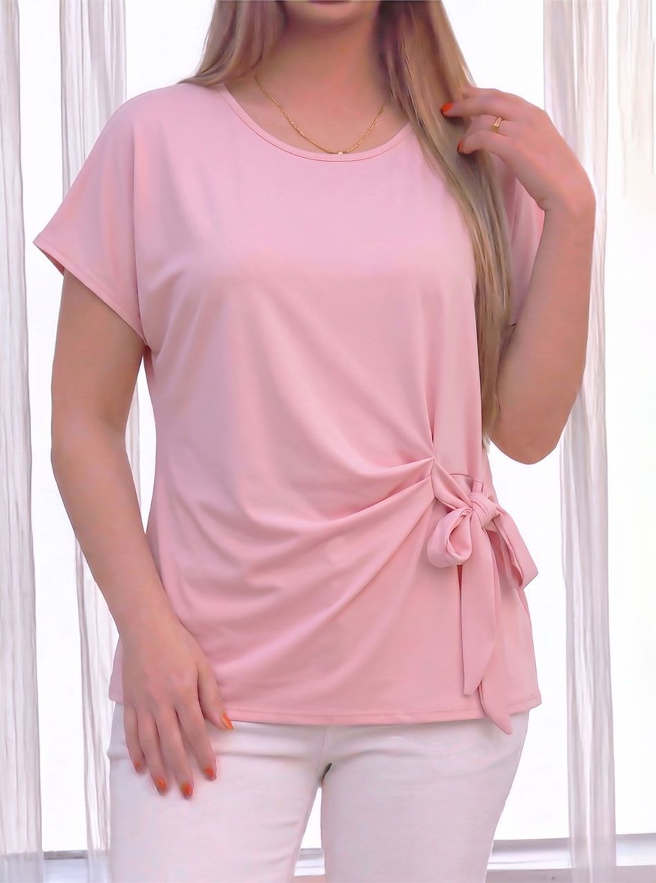 Derekán kötős, egyszínű felső (púder)