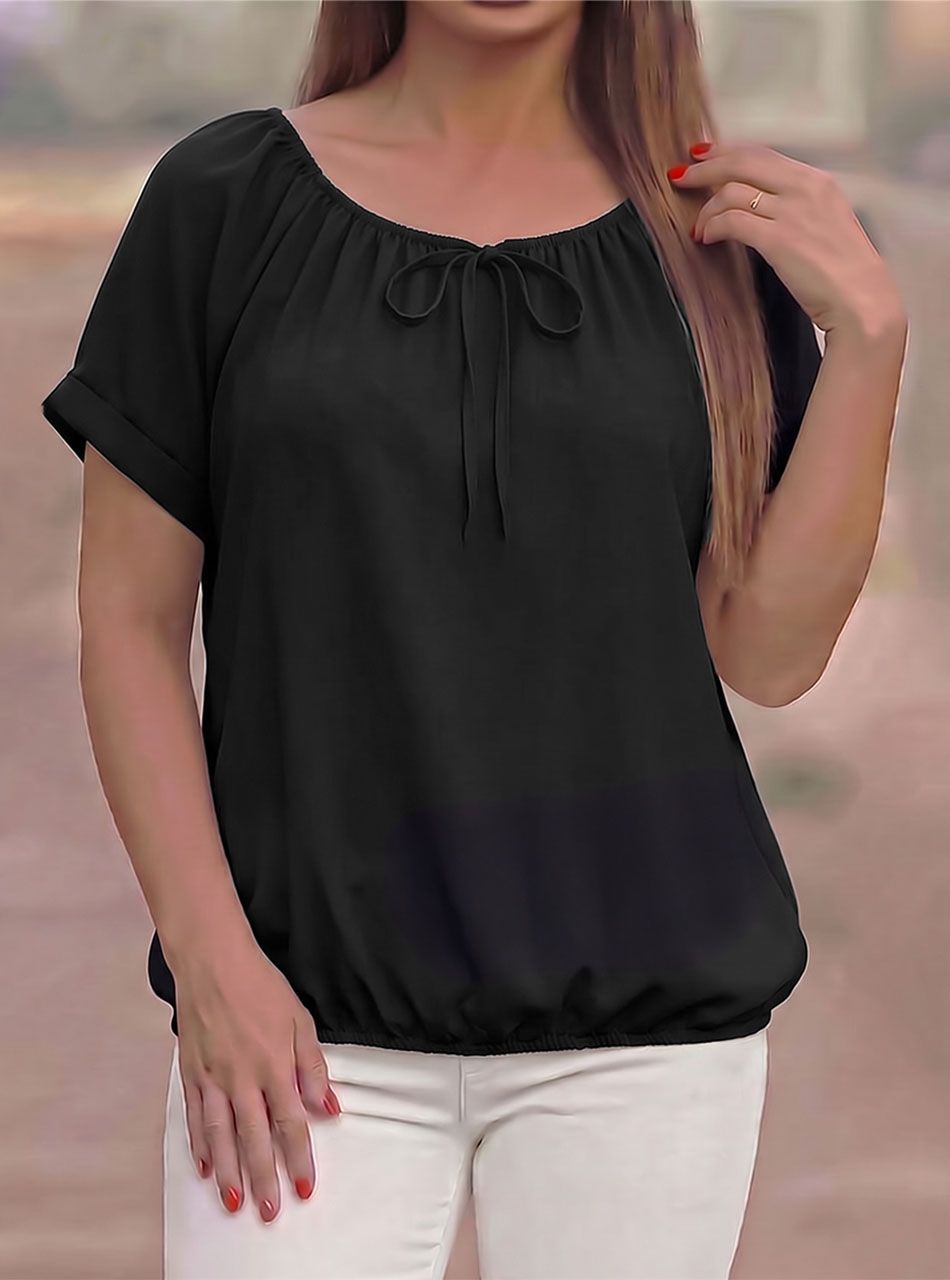 Lola, gumis aljú felső (fekete)