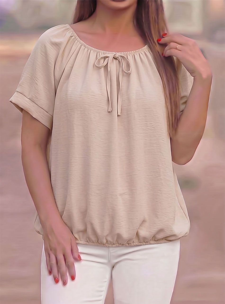 Lola, gumis aljú felső (bézs)