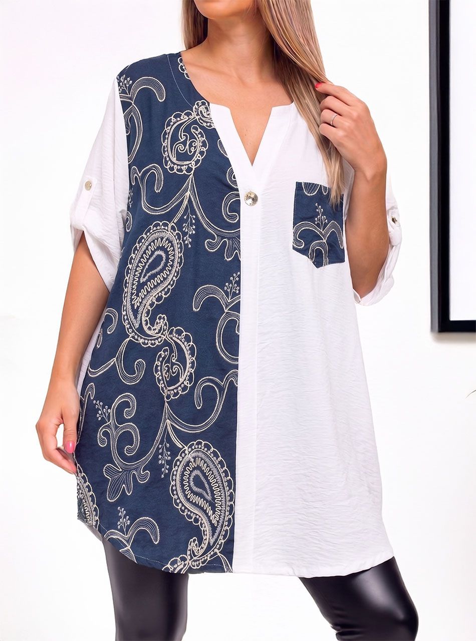 Felgombolható ujjú, zsebes tunika II.