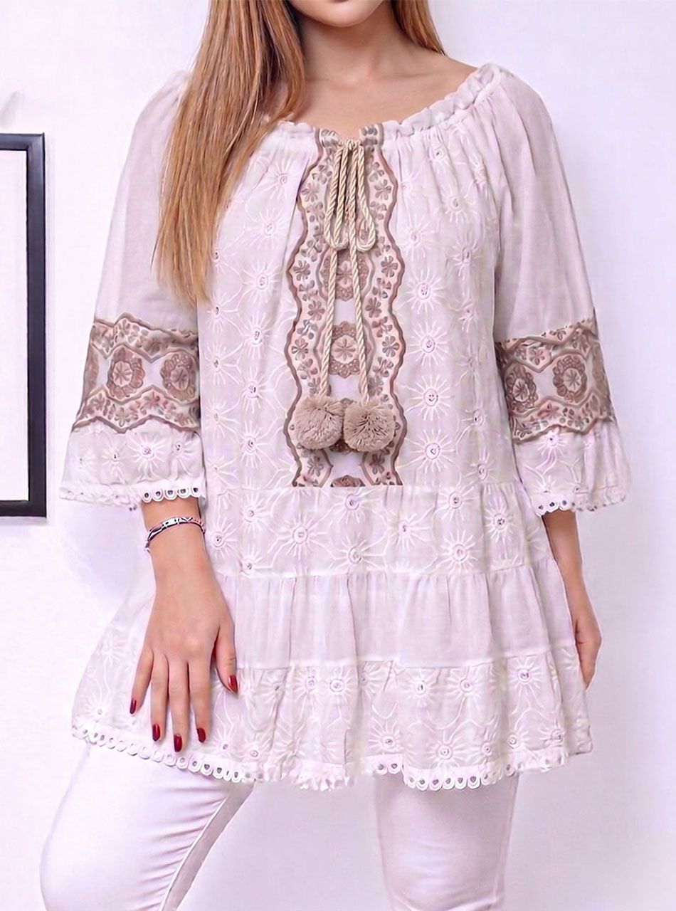 Hímzett mintás, lenge felső II.