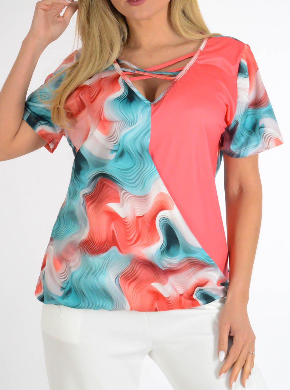 YesStory, keresztpántos átlapolt gumis aljú mintás felső II.