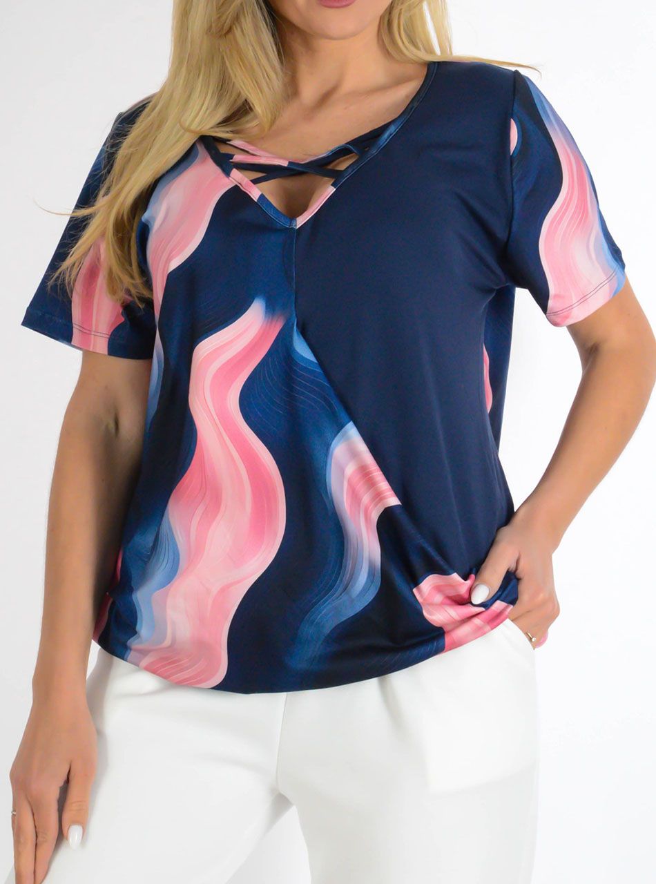 YesStory, keresztpántos átlapolt gumis aljú mintás felső III.