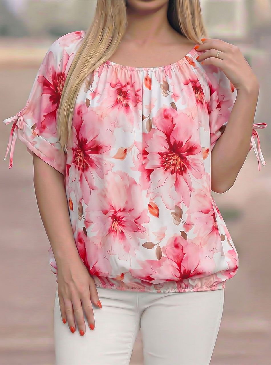 Ujján kötős, gumis aljú mintás felső X.