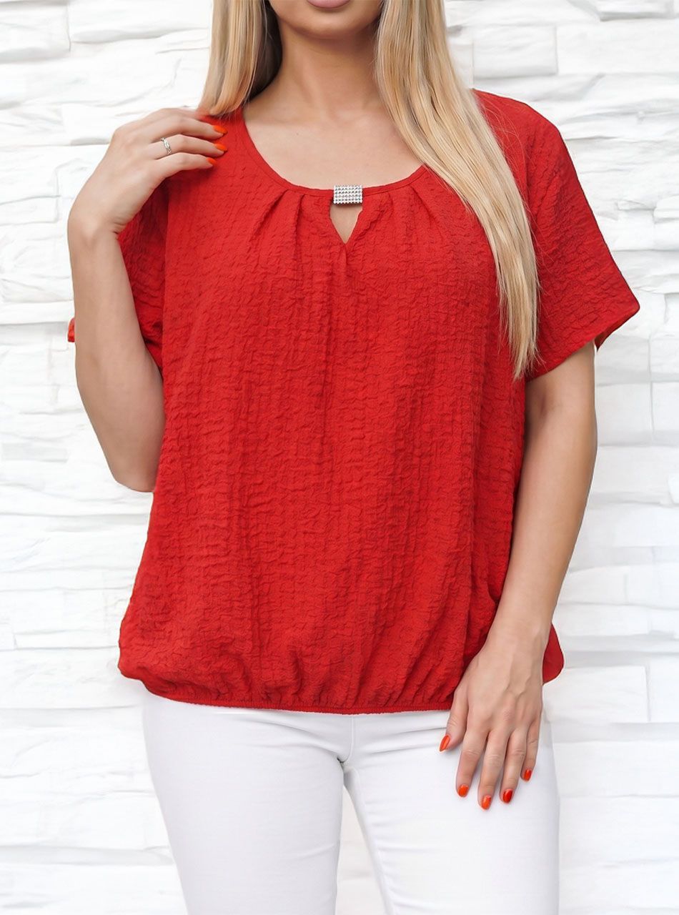 Gumis aljú, gyűrt hatású felső (piros)