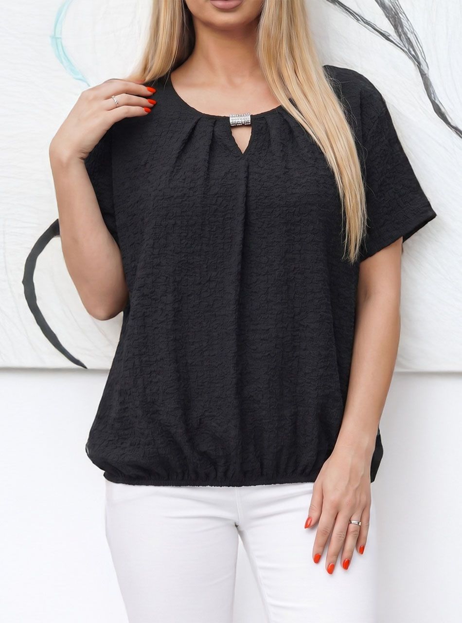 Gumis aljú, gyűrt hatású felső (fekete)