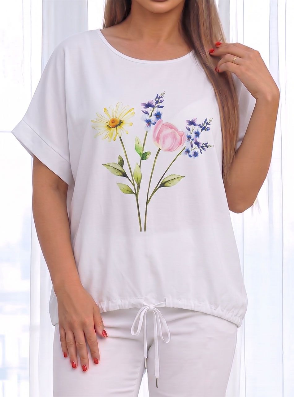 Alján köthető, virág mintás felső I.