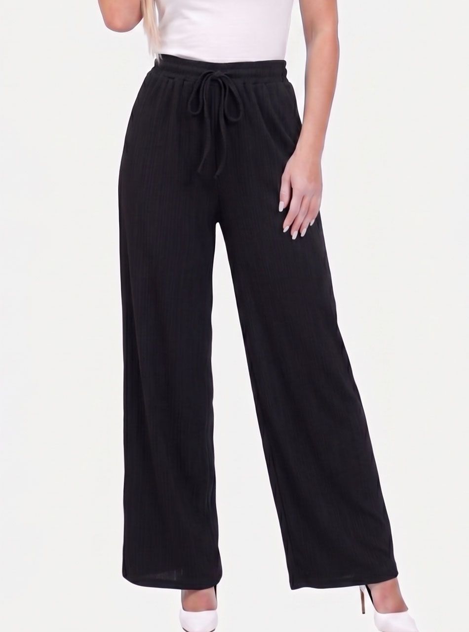 Sissy, gumis derekú lenge nadrág (fekete)