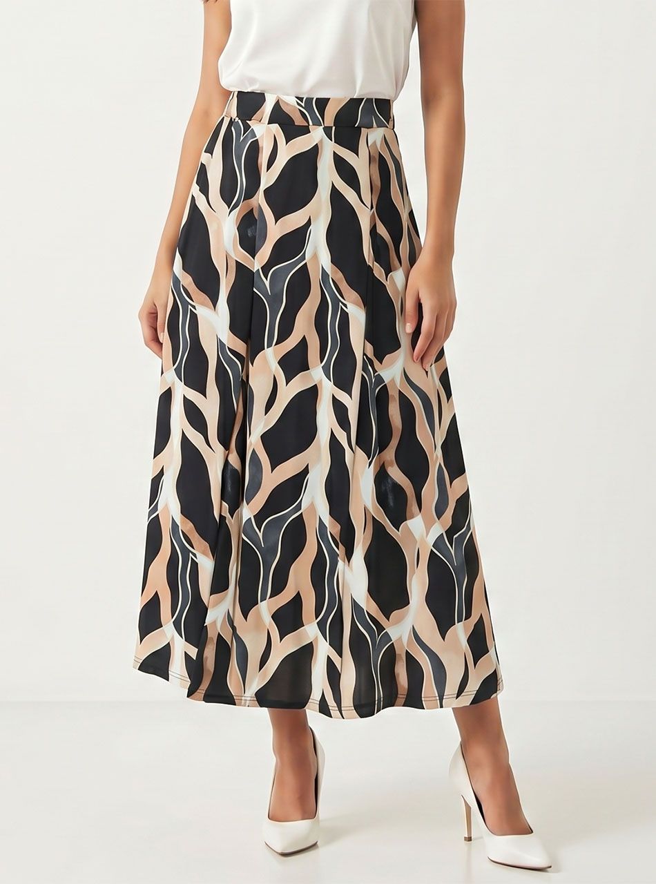 Gumis derekú, mintás lenge szoknya III.