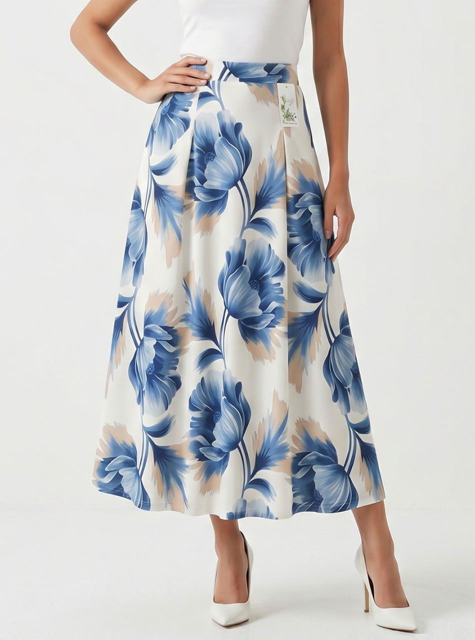 Gumis derekú, mintás lenge szoknya IV.