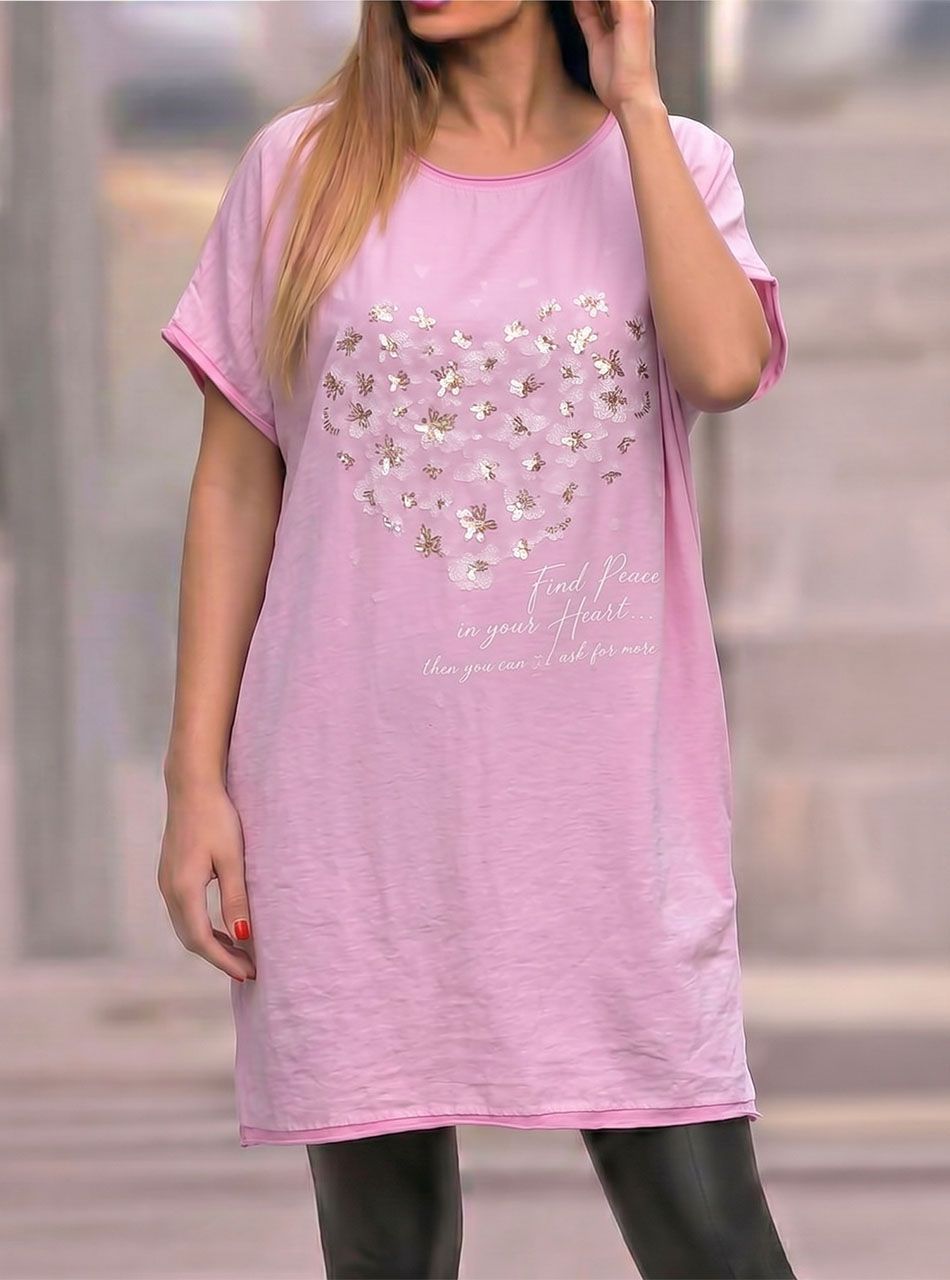 Virág mintás tunika (rózsaszín)