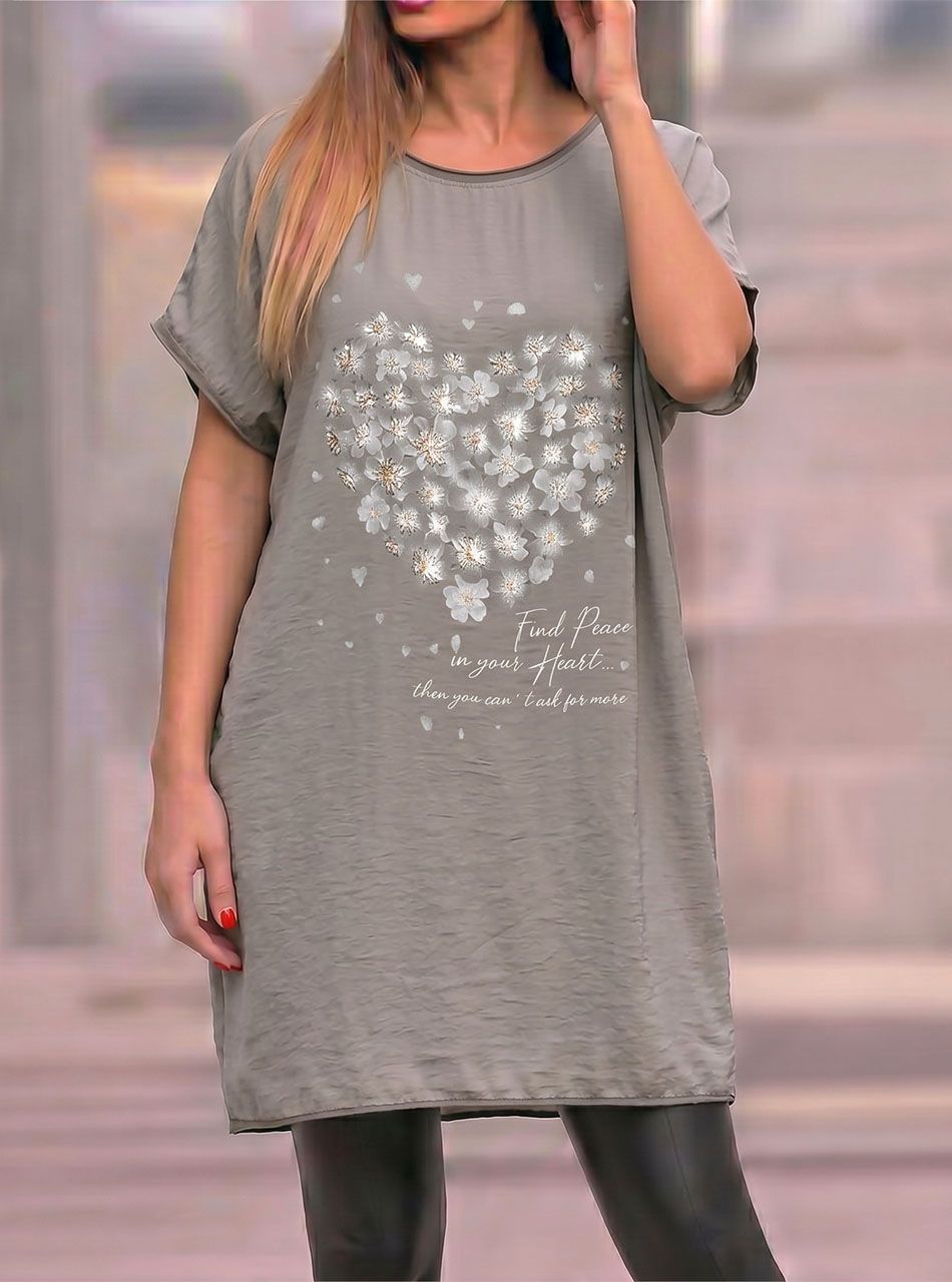 Virág mintás tunika (tejeskávé)