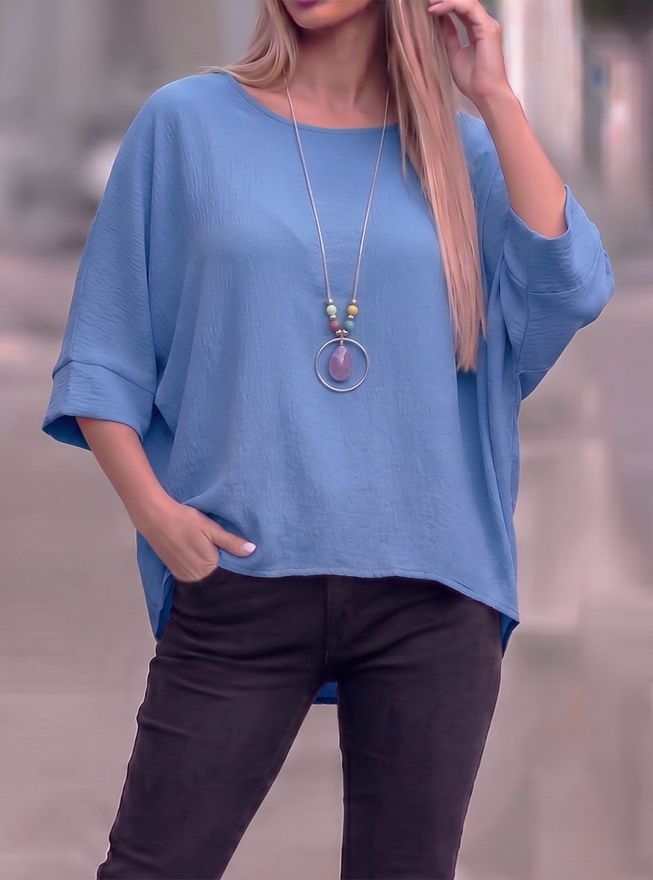 Lenge felső nyaklánccal (farmerkék)