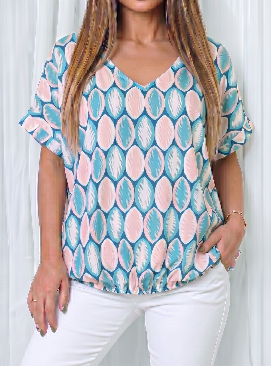 Hátán pántos, gumis aljú mintás felső III.