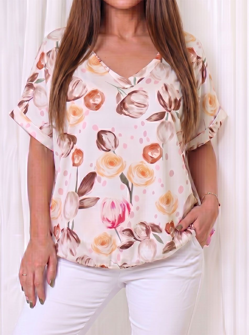 Hátán pántos, gumis aljú mintás felső IV.