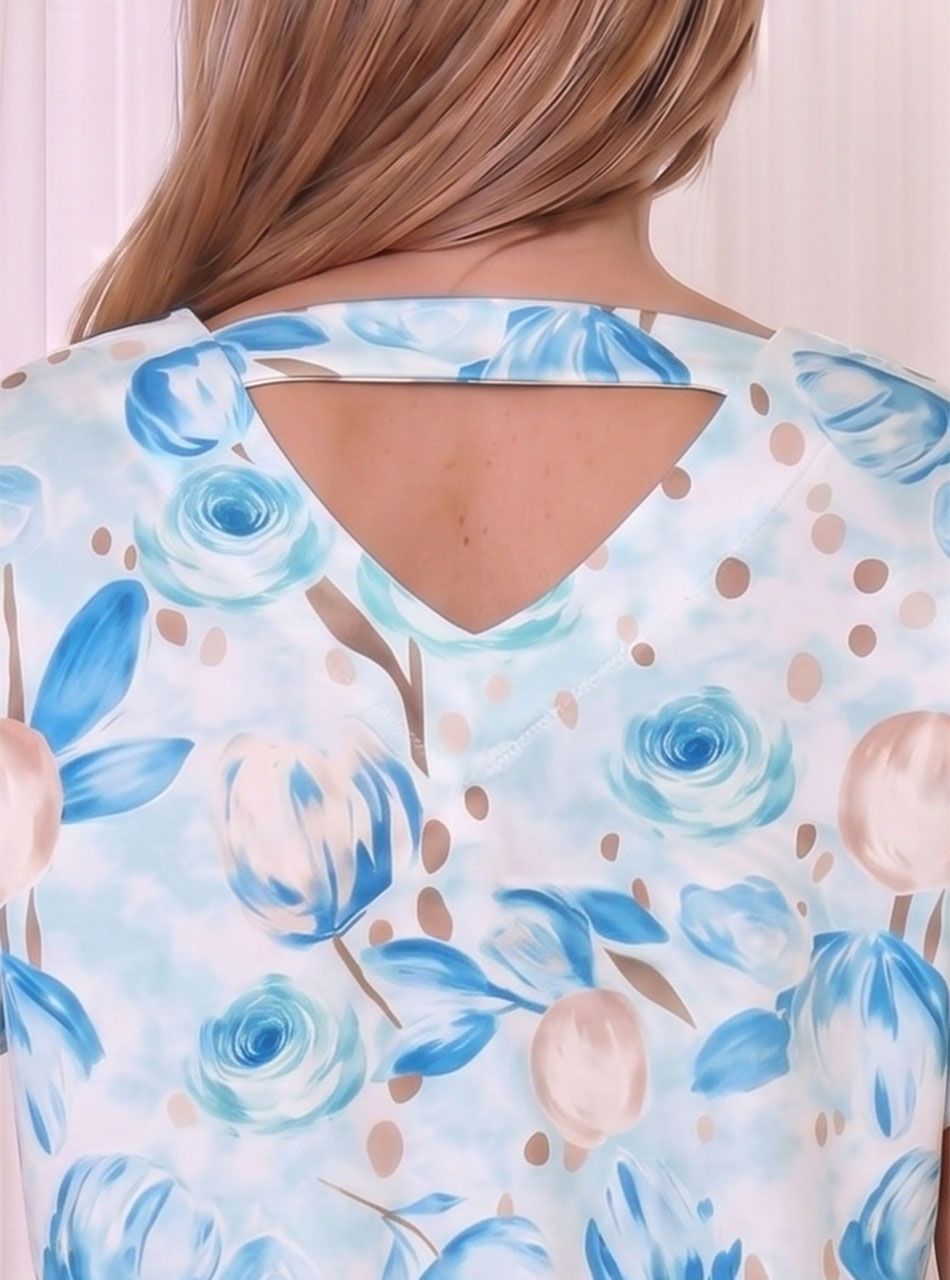 Hátán pántos, gumis aljú mintás felső V.