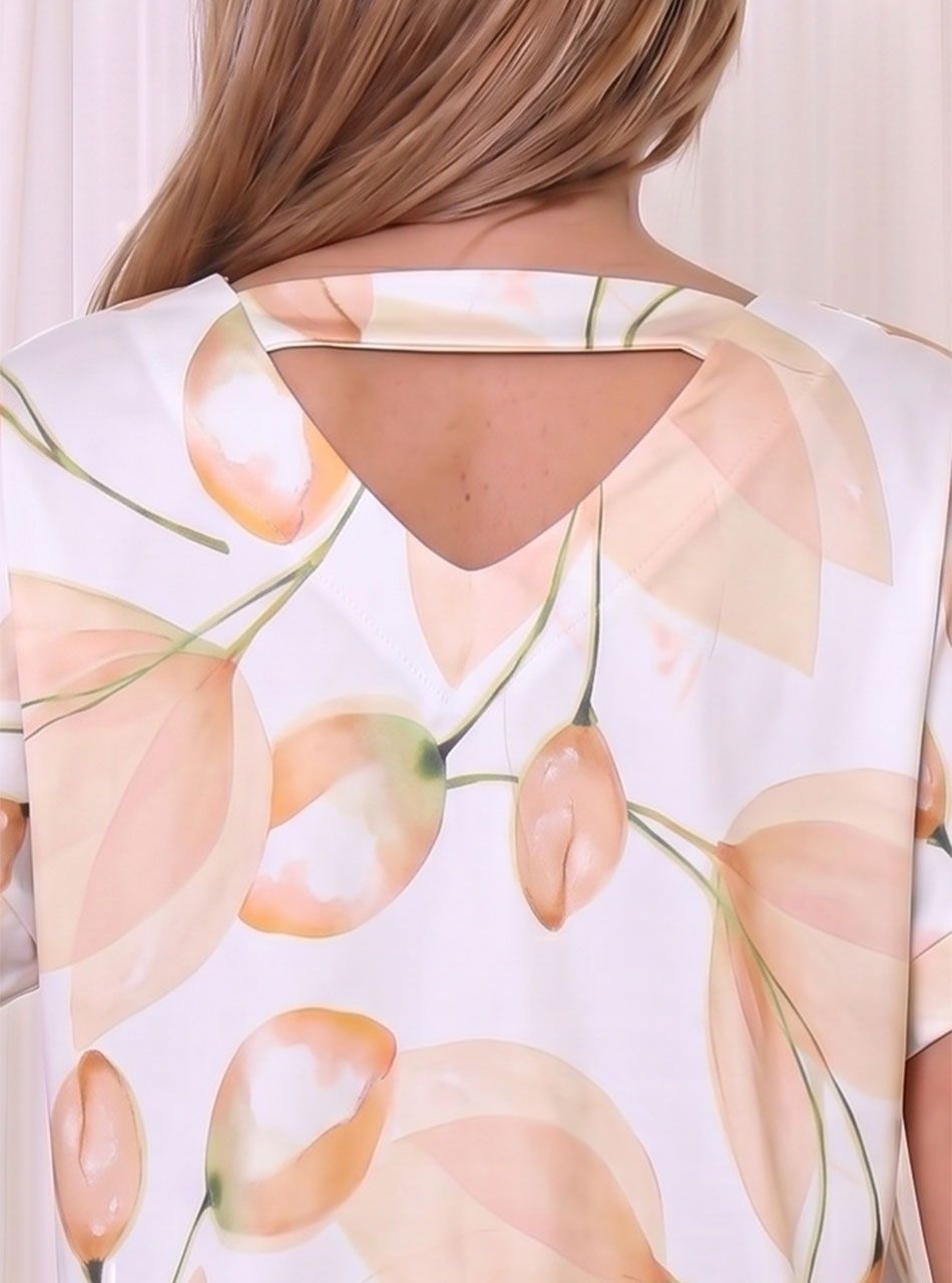 Hátán pántos, gumis aljú mintás felső VII.