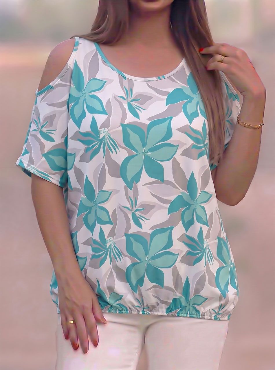 Nyitott vállú, gumis aljú mintás felső VIII.  