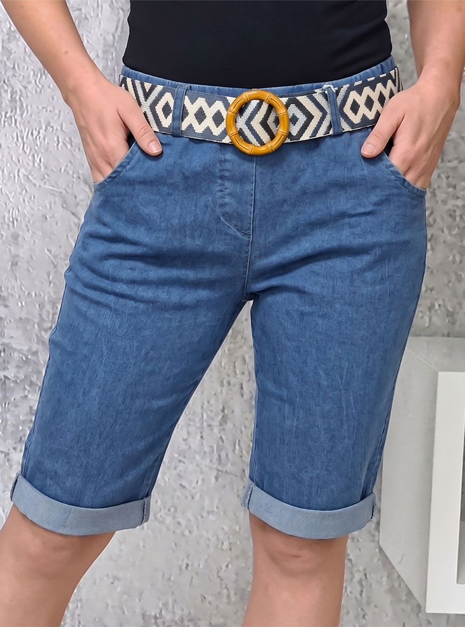 Farmer hatású, gumis derekú zsebes térdnadrág övvel ) II.