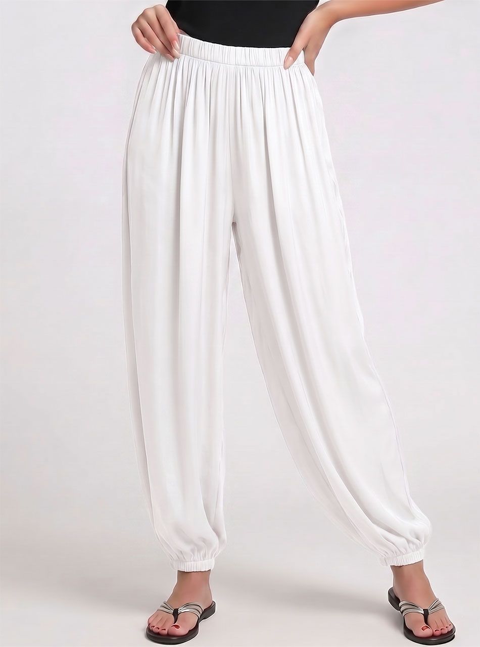 Gumis aljú, lenge nadrág (fehér)