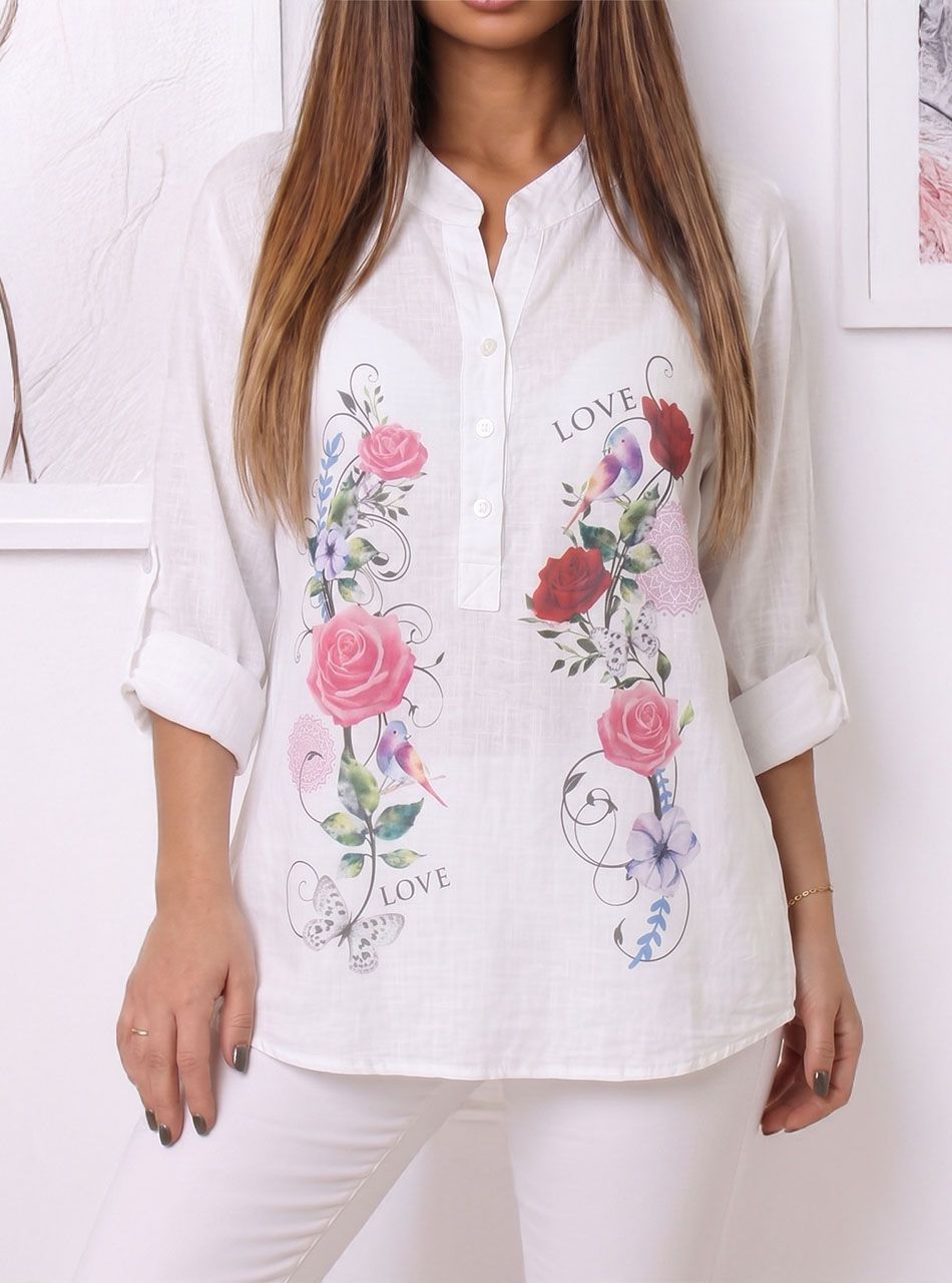 Felgombolható ujjú, lenge felső I.