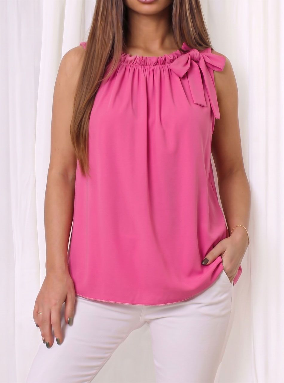 Melanie, nyaknál kötős felső (pink)