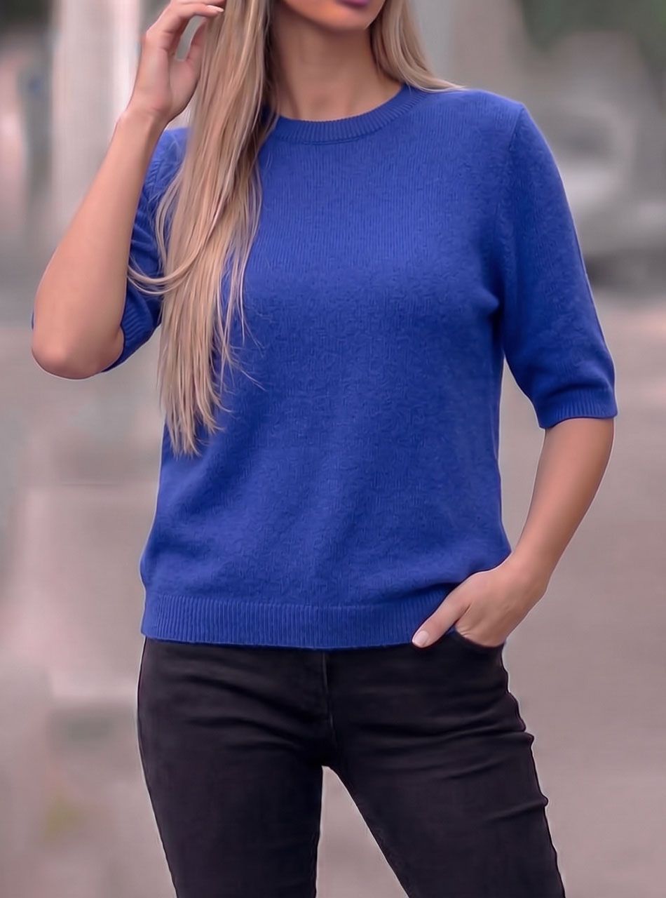 Susan, kerek nyakú puha felső (királykék)