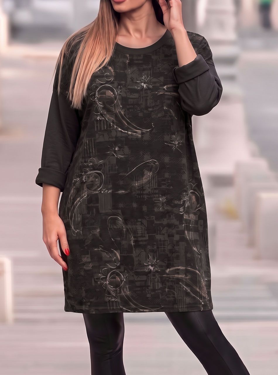 Kylie, mintás zsebes ruha (csokibarna)