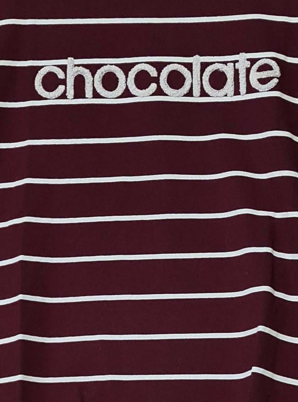 Chocolate feliratos, csíkos felső (bordó)